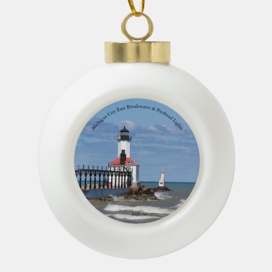 Michigan City East Pierhead & Bkw Lights Ornament (Vorderseite)