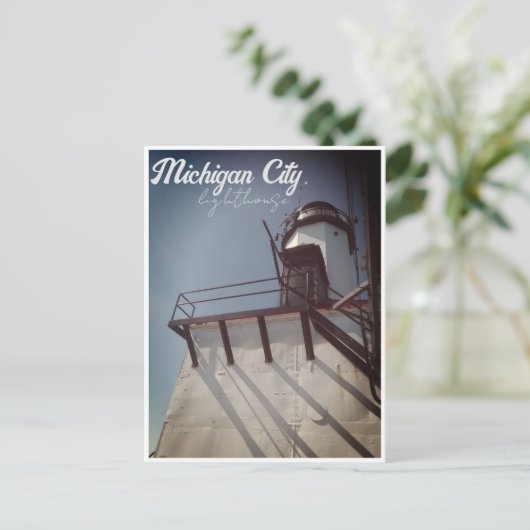 Michigan City IN Leuchtturm Postkarte (Stehend Vorderseite)