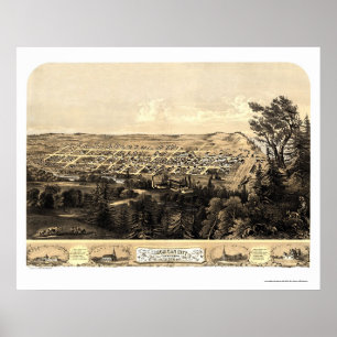 Michigan City, IN Panorama-Übersichtskarte - 1869a Poster