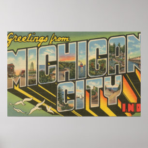Michigan City, Indiana - Große Buchstabenszenen Poster