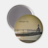 Michigan City Indiana Lighthouse Magnet (Vorderseite/Rückseite)
