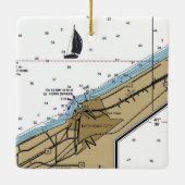 Michigan City Indiana Nautical Chart Keramikornament (Rückseite)