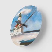 Michigan City Lighthouse Wall Clock Runde Wanduhr (Winkel)