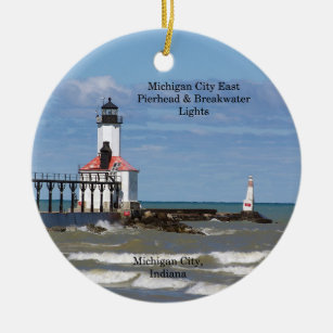 Michigan City Lighthouses runder Ornamente