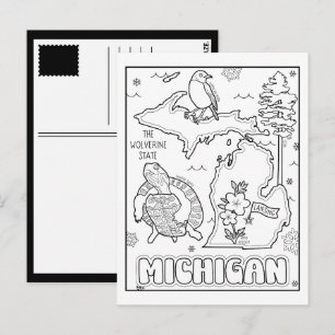 Michigan Color Me Collage Postkarte