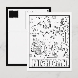 michigan color me collage postkarte