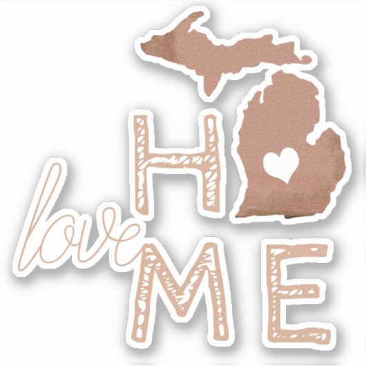 Michigan Copper Silhouette Staat Aufkleber (Vorderseite)