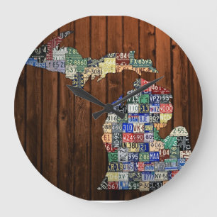 Michigan Countys Nummernschild-Karte-Uhr Große Wanduhr