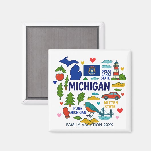 Michigan Custom Family Trip Keepsake Magnet (Vorderseite/Rückseite)
