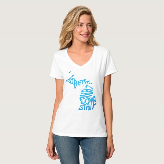 Michigan, der Staat der Großen Seen, blau T-Shirt (Vorderseite Vollansicht)