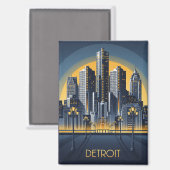 Michigan Detroit Art Deco Style Magnet (Vorderseite/Rückseite)