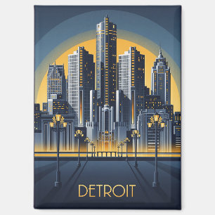 Michigan Detroit Art Deco Style Magnet