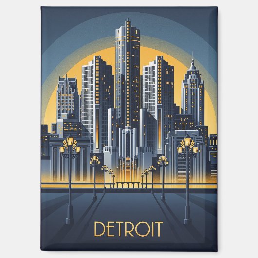 Michigan Detroit Art Deco Style Magnet (Vorderseite)
