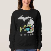 Michigan Detroit River Walleye Fischen Süßwasser Sweatshirt (Vorderseite)