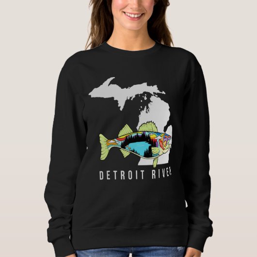 Michigan Detroit River Walleye Fischen Süßwasser Sweatshirt (Vorderseite)