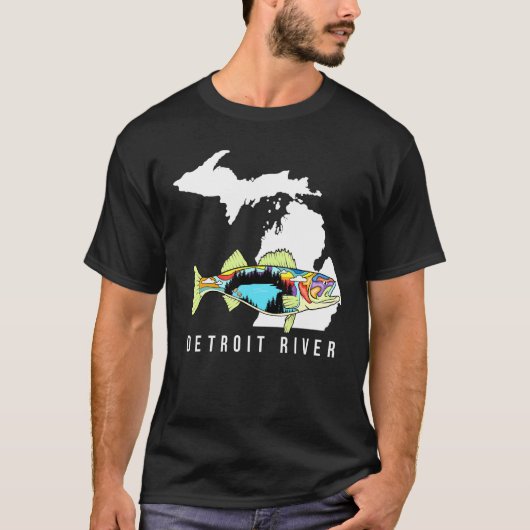 Michigan Detroit River Walleye Fischen Süßwasser T-Shirt (Vorderseite)