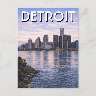 Michigan Detroit Skyline Reise Postkarte