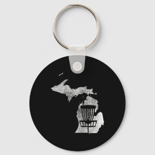 Michigan Disc Golf Staat mit Basket Distressed Gr Schlüsselanhänger