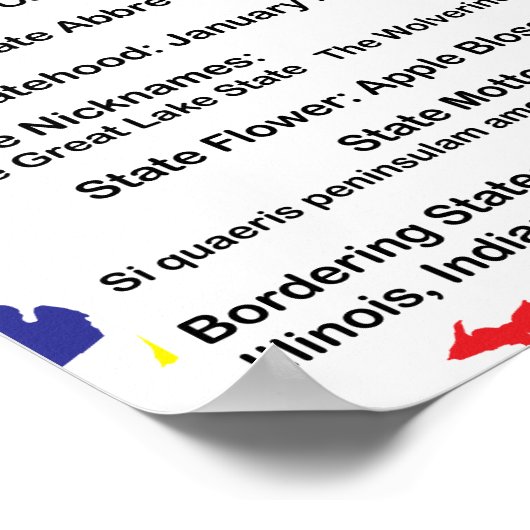 Michigan Educational Fact US-Staat Poster (Ecke)