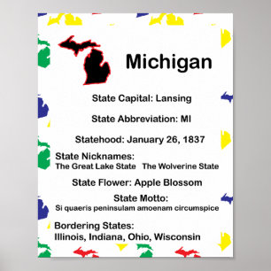 Michigan Educational Fact US-Staat Poster