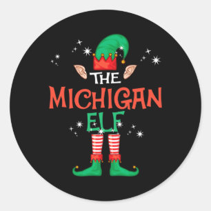 Michigan Elf Matching Family Group Weihnachten Runder Aufkleber