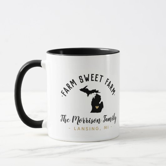 Michigan Farm Sweet Farm Family Monogram Tasse (Links)