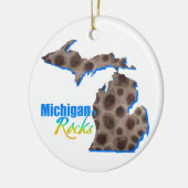 Michigan Felsen | Petoskey-Steinmuster Keramik Ornament (Links)