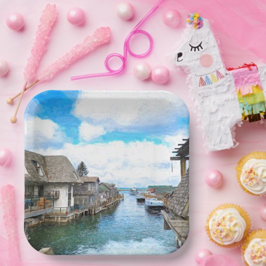 Michigan Fish Town Malerei Pappteller (Party)