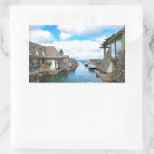 Michigan Fish Town Malerei Rechteckiger Aufkleber (Tasche)