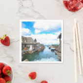 Michigan Fish Town Malerei Serviette (Beispiel)