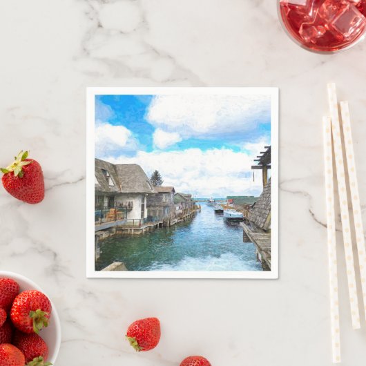 Michigan Fish Town Malerei Serviette (Beispiel)