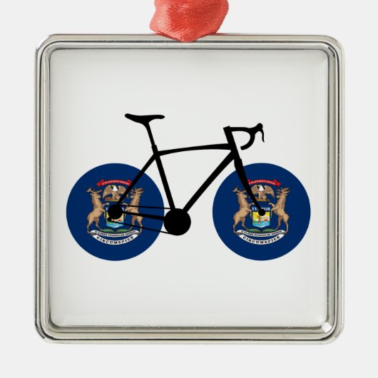 Michigan Flag Cycling Ornament Aus Metall (Vorne)