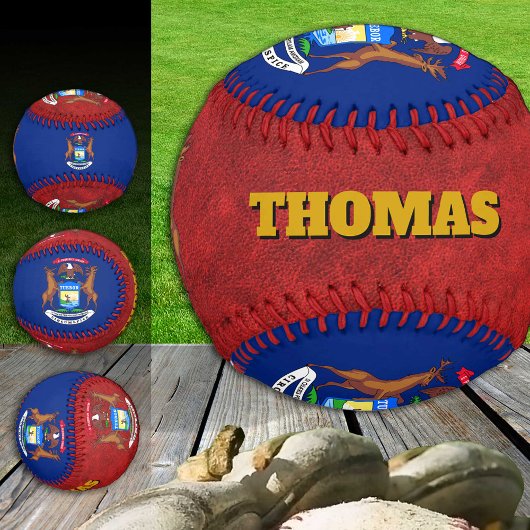 Michigan Flag, Monogram, Michigan / Baseball Balls