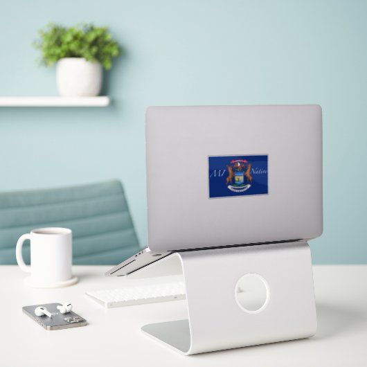 Michigan Flag Native Aufkleber (Laptop auf Schreibtisch)