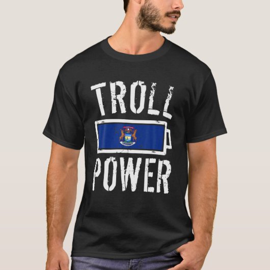 Michigan Flag Troll Power Akku Proud T-Shirt T Shi (Vorderseite)