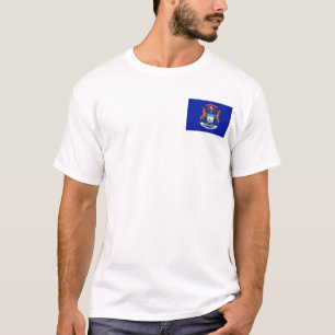 Michigan-Flagge + Karten-T - Shirt