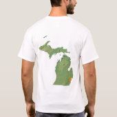 Michigan-Flagge + Karten-T - Shirt (Rückseite)