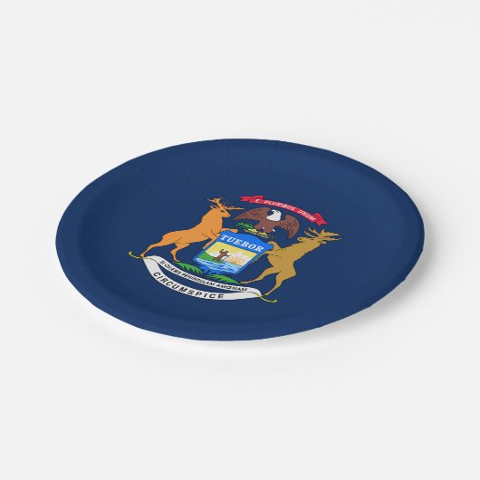 Michigan-Flagge Pappteller (Schrägansicht)