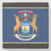 Michigan-Flagge Steinuntersetzer (Vorderseite)