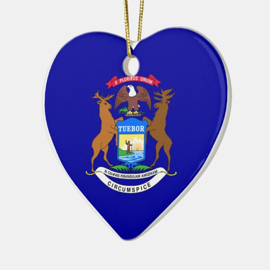 Michigan-Flaggen-Herz Keramik Ornament (Links)