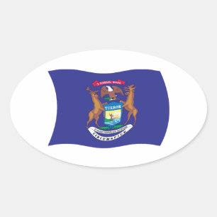 Michigan-Flaggenaufkleber Ovaler Aufkleber