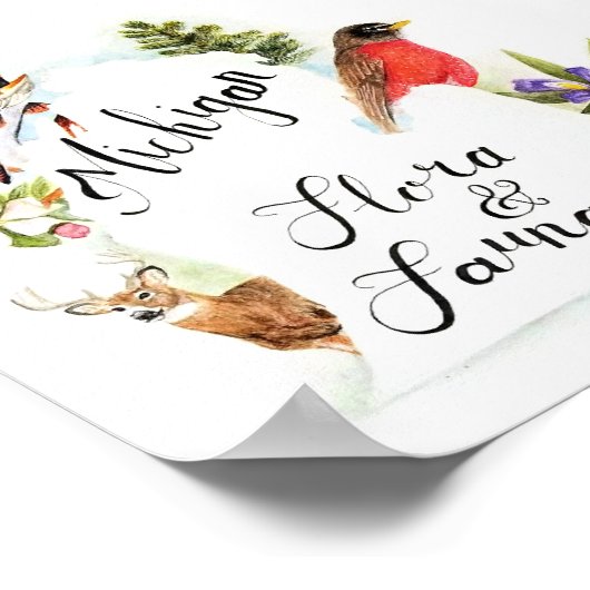 "Michigan Flora & Fauna" Print Poster (Ecke)