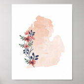 Michigan Floral Watercolor Staat Poster (Vorne)
