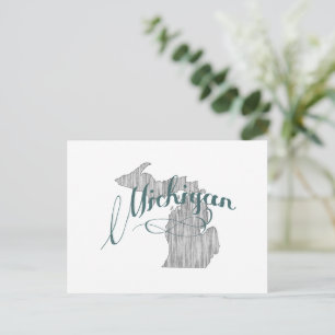 Michigan-Form-Vintage-Grau-Typografie-Name Postkarte