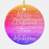 Michigan Frohe Weihnachten - Jahr - Persönlich ges Keramik Ornament (Hinten)