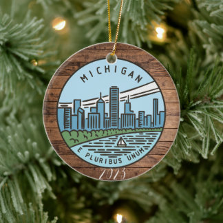 Michigan Frohe Weihnachten - Jahr - Persönlich ges Keramik Ornament