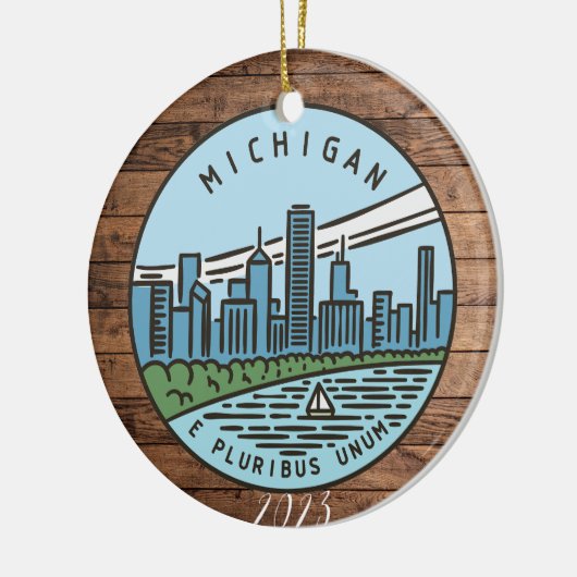 Michigan Frohe Weihnachten - Jahr - Persönlich ges Keramik Ornament (Links)