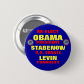 Michigan für Obama Stabenow Levin Button (Vorne & Hinten)