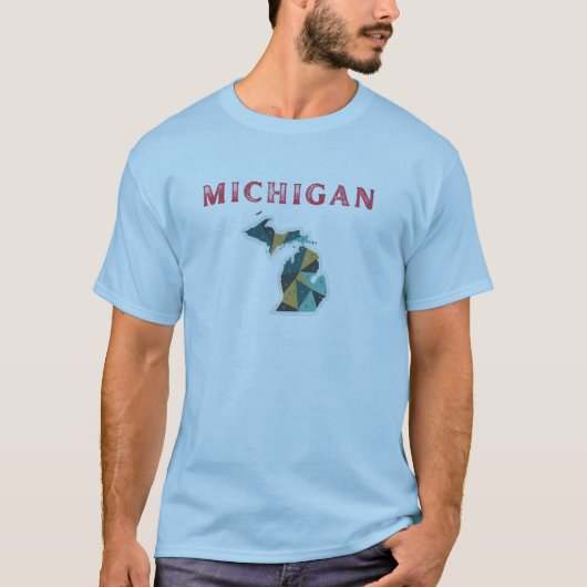 Michigan Geometric Map T - Shirt | Minimalistische (Vorderseite)