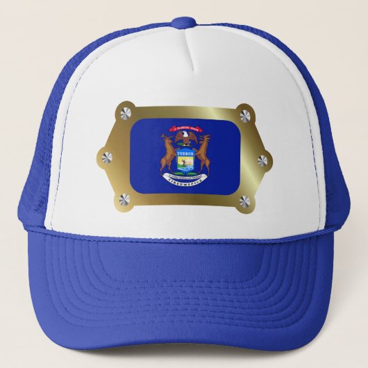 Michigan gerahmt Flag Hat Truckerkappe (Vorderseite)